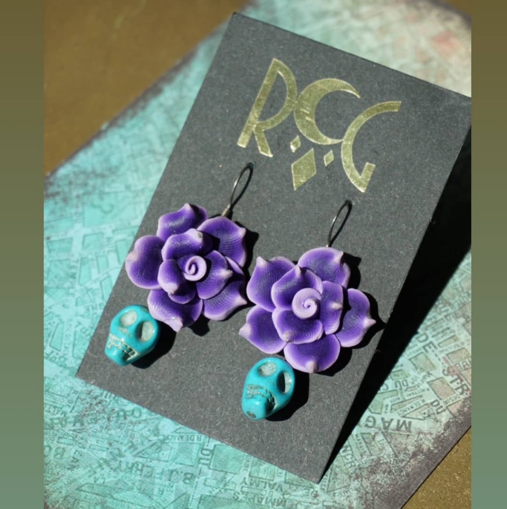 Skully Flower Earrings